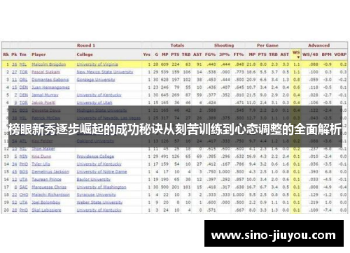 榜眼新秀逐步崛起的成功秘诀从刻苦训练到心态调整的全面解析